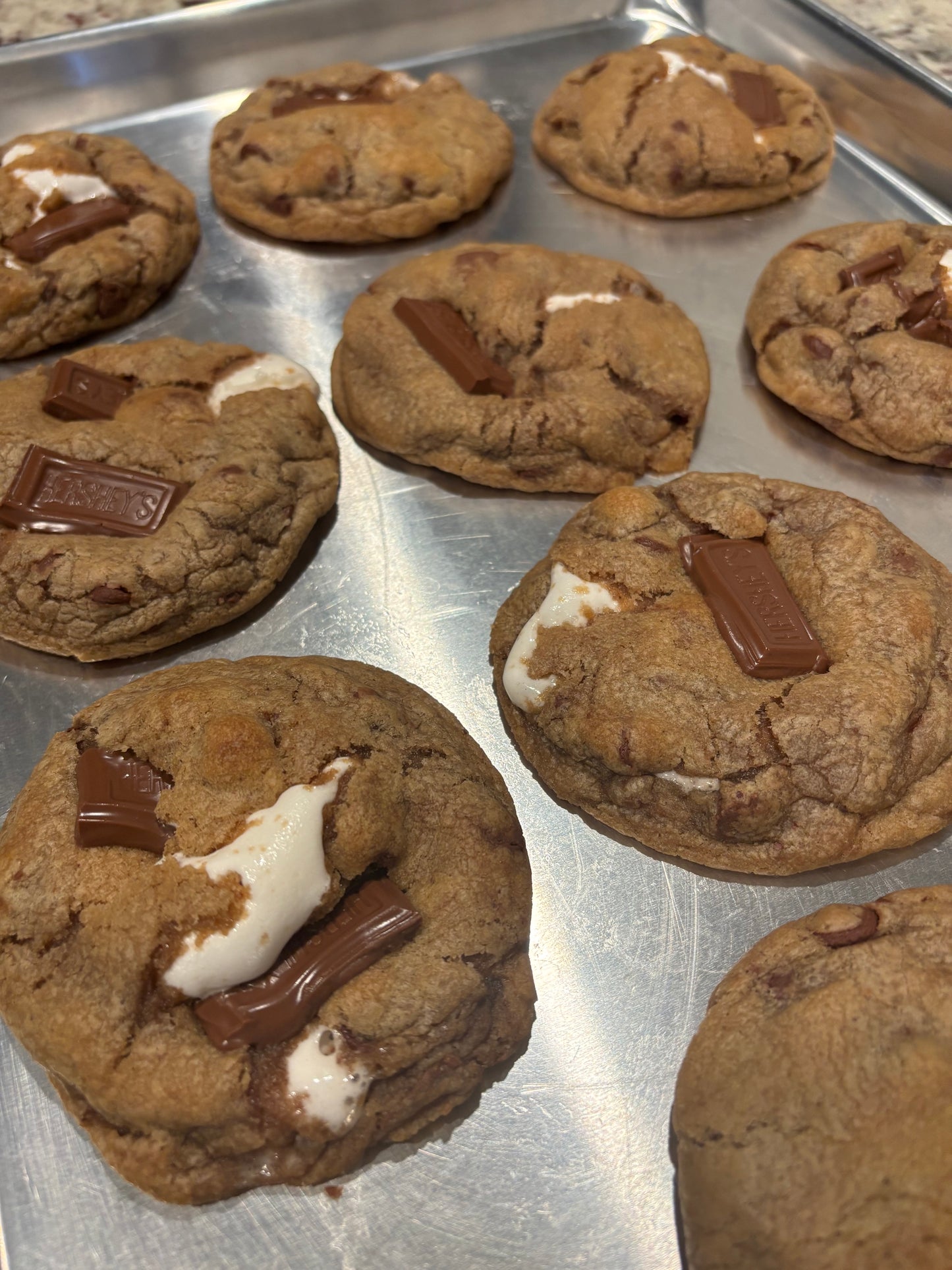 Brown butter chocolate chip s’mores cookies