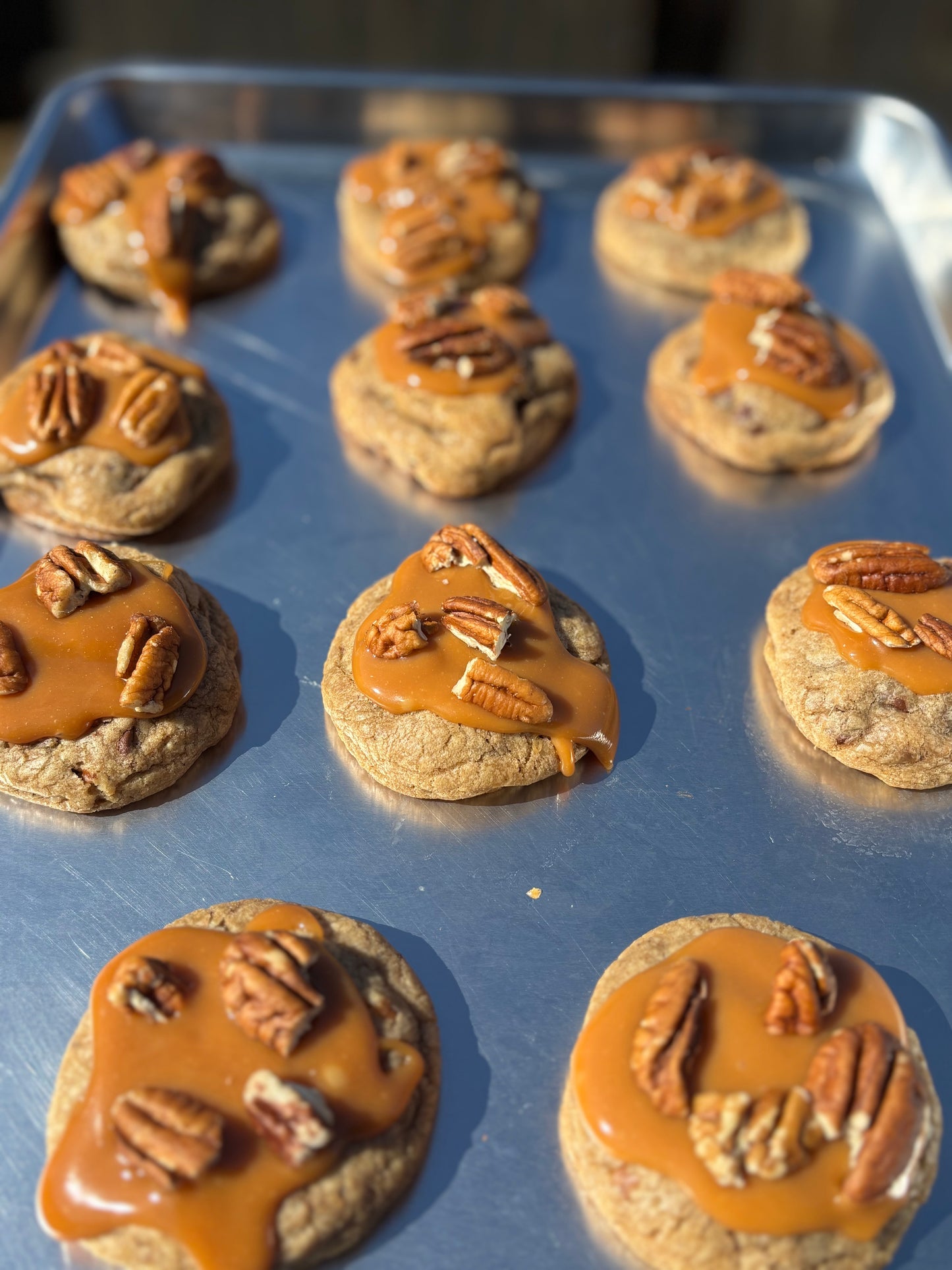 Caramel pecan chocolate chip cookies