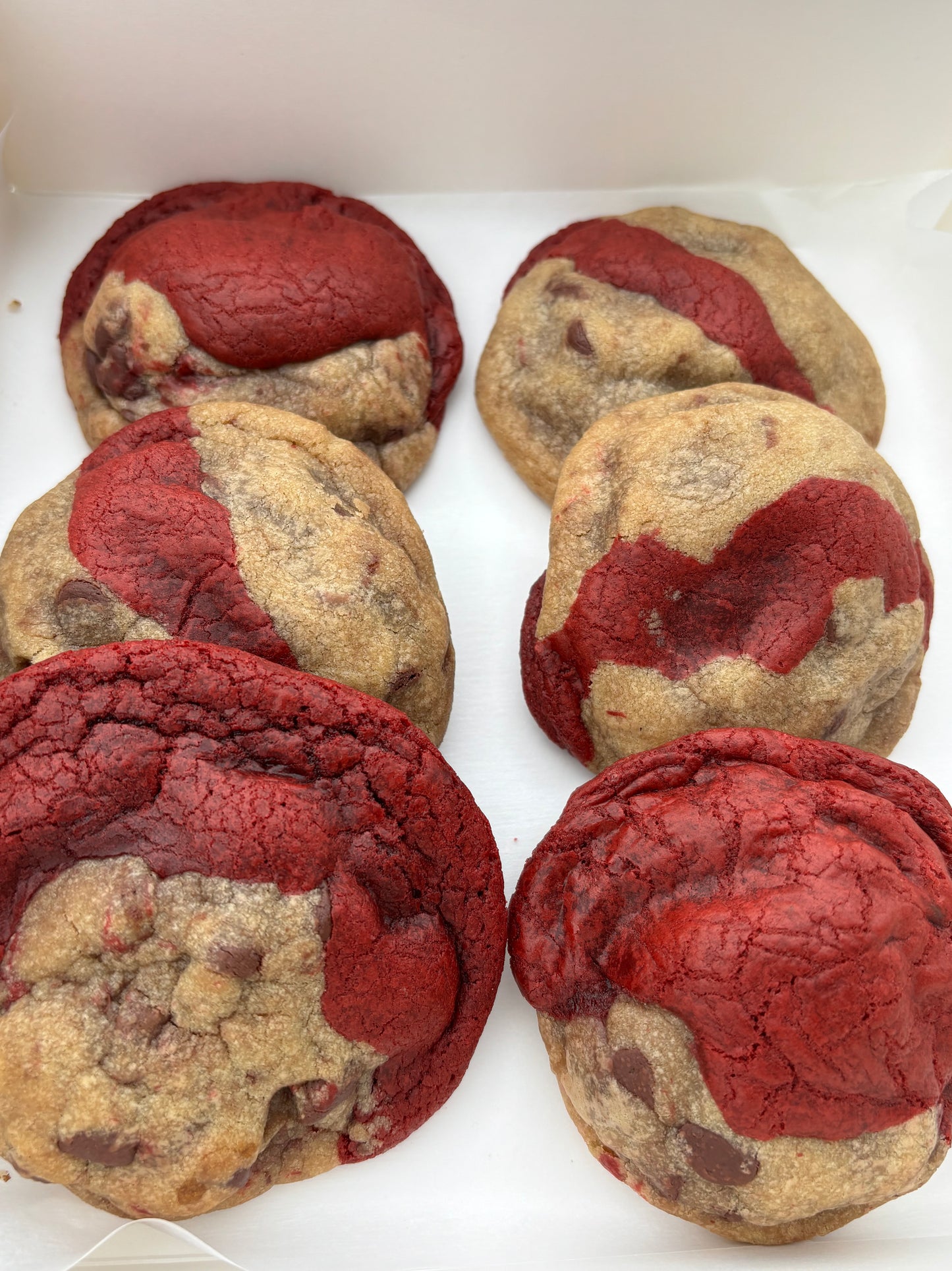 Red velvet chocolate chip cookies