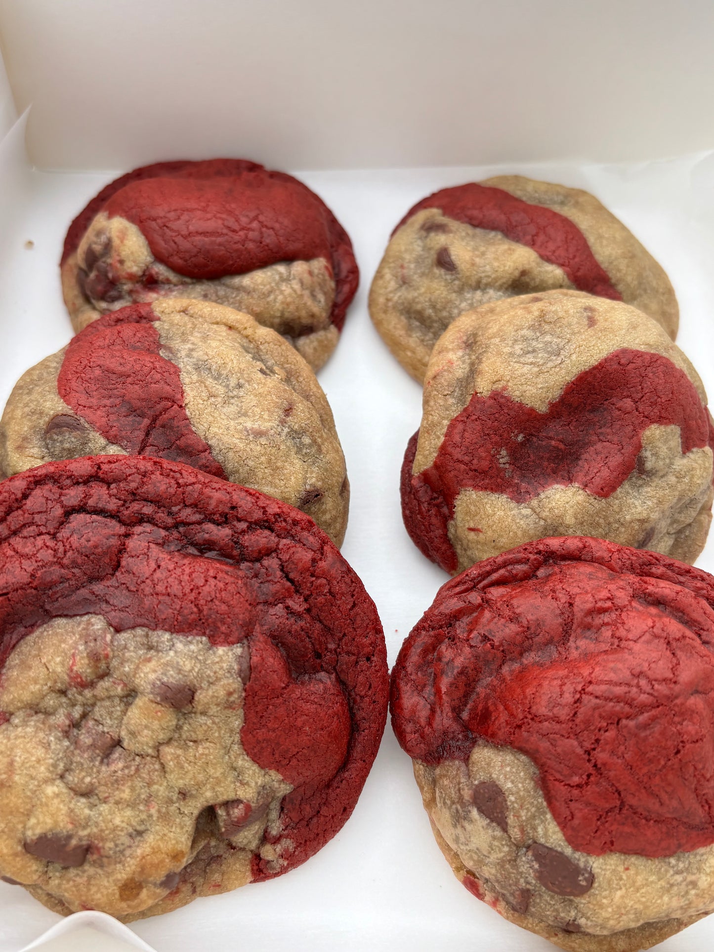 Red velvet chocolate chip cookies